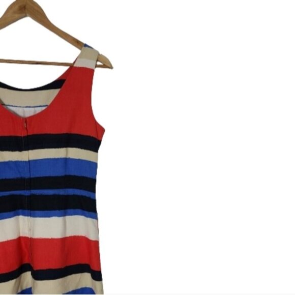 KATE SPADE Jillian Linen Blend Striped Bow-Waist Midi Dress Women's Size 6 - Picture 10 of 16